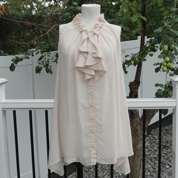 *VINTAGE INSPIRED* Ruffled Cream Blouse - Picture 1 of 4